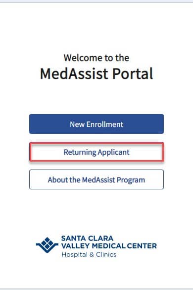 Click on the “Returning Applicant” button
