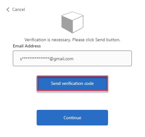 You will need to verify your log-in by sending a verification code to your Email Address. Click “Send verification code”